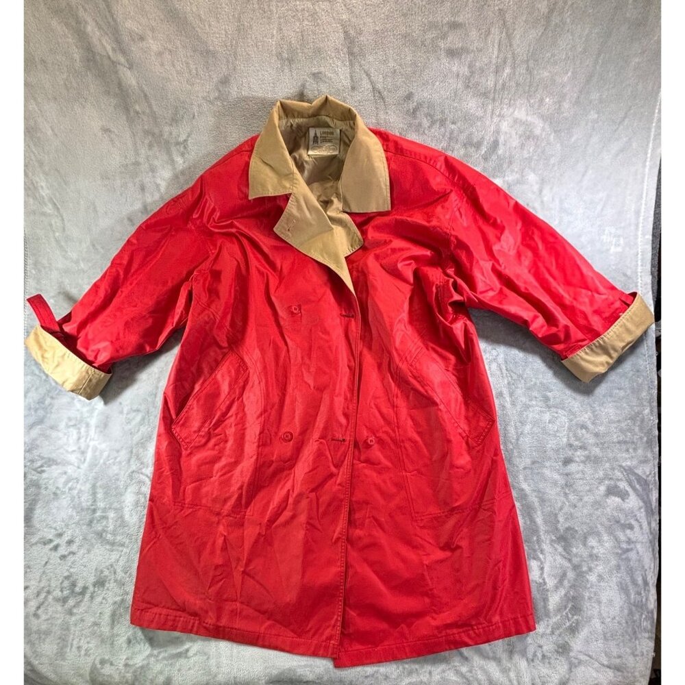 London Fog Coat Women's 16 regular red and beige classic Trench coat